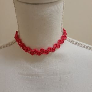 Pink Beaded Choker Necklace